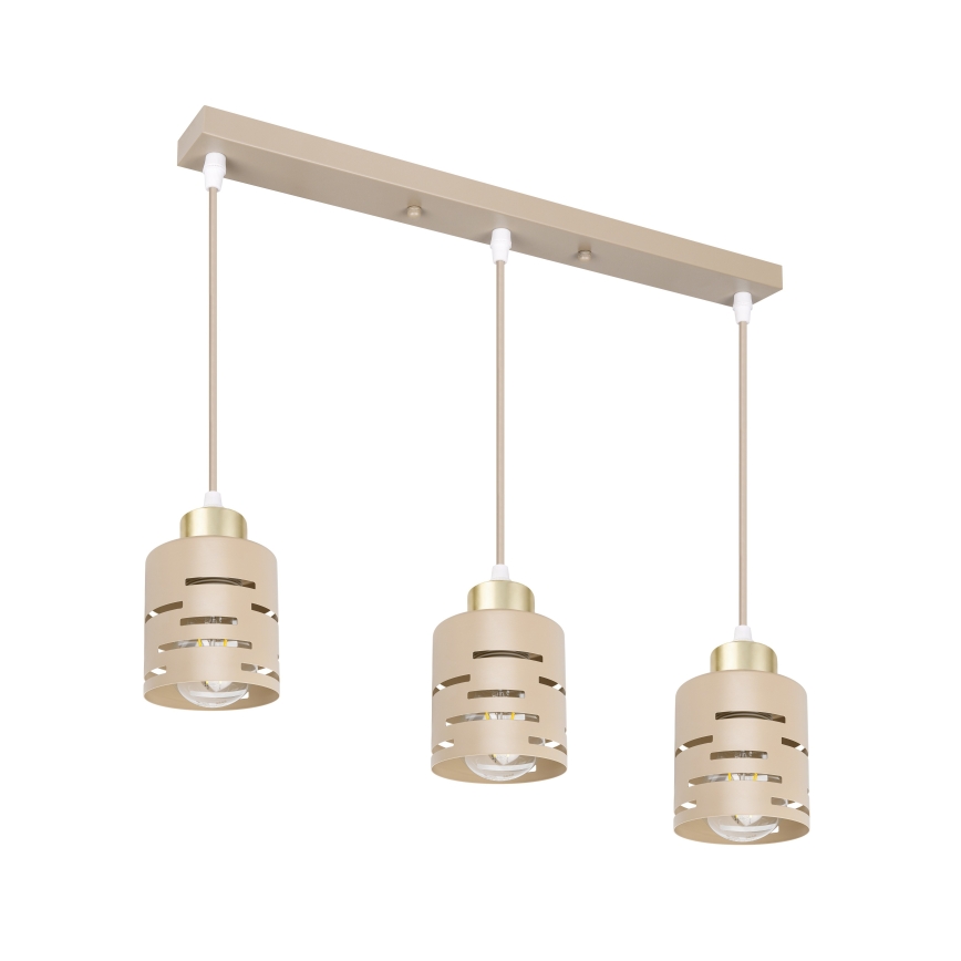 Riippuvalaisin kaapelilla ELEN 3xE27/35W/230V beige/kulta