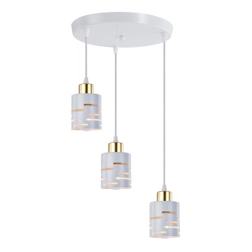 Riippuvalaisin kaapelilla ELEN 3xE27/35W/230V, halkaisija 29 cm, valkoinen/kultainen