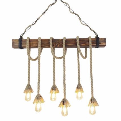 Riippuvalaisin kaapelilla KUTUK 6xE27/40W/230V mänty