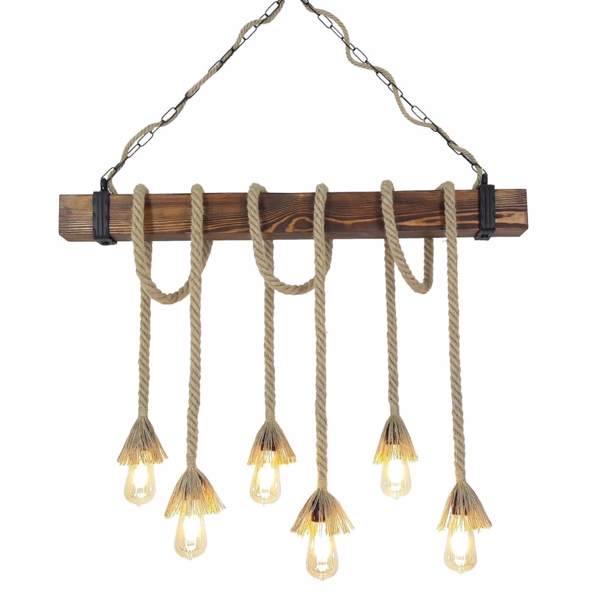 Riippuvalaisin kaapelilla KUTUK 6xE27/40W/230V mänty