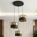 Riippuvalaisin kaapelilla LUX 3xE27/15W/230V musta/kulta