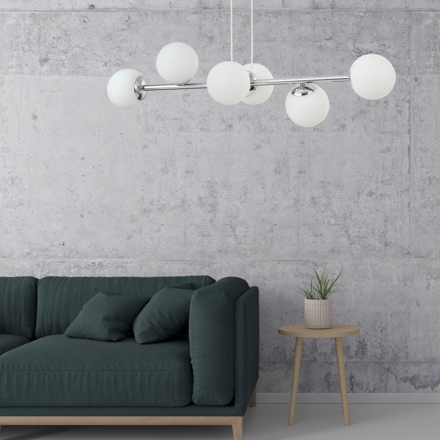 Riippuvalaisin kaapelilla MADDIE 6xE14/5W/230V kiiltävä kromi