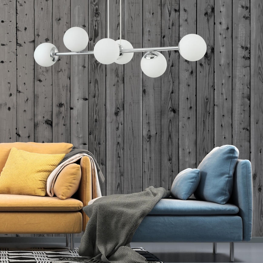 Riippuvalaisin kaapelilla MADDIE 6xE14/5W/230V kiiltävä kromi