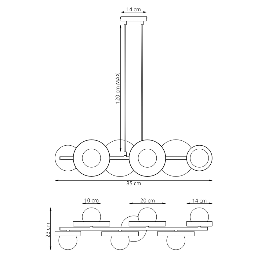 Riippuvalaisin kaapelilla MODEL 6xG9/8W/230V valkoinen