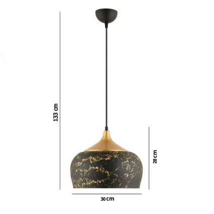 Riippuvalaisin kaapelilla MONZA 1xE27/40W/230V halkaisija 30 cm musta/pronssi