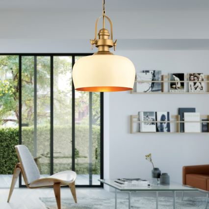 Riippuvalaisin kaapelilla MONZA 1xE27/40W/230V Ø 30 cm kerma/pronssi