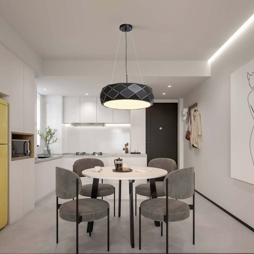 Riippuvalaisin kaapelilla REUS 3xE27/40W/230V Ø47 cm musta