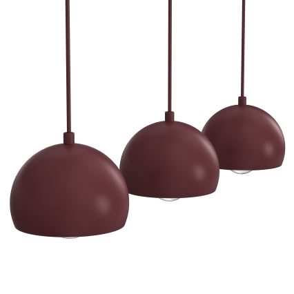 Riippuvalaisin kaapelilla SOOL 3xE27/15W/230V burgundinpunainen
