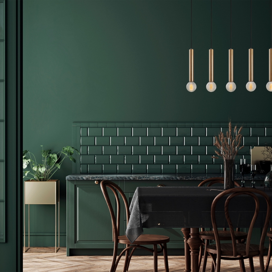 Riippuvalaisin kaapelilla TEMPO 5xE27/40W/230V kultainen