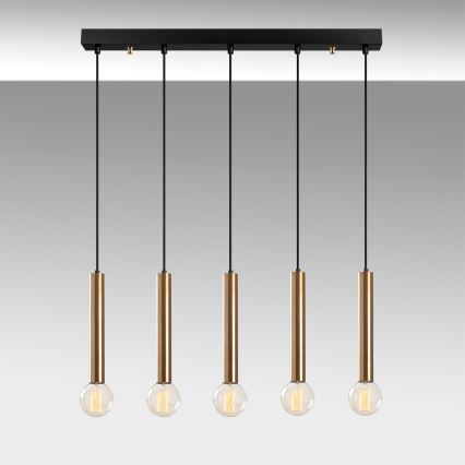 Riippuvalaisin kaapelilla TEMPO 5xE27/40W/230V kultainen