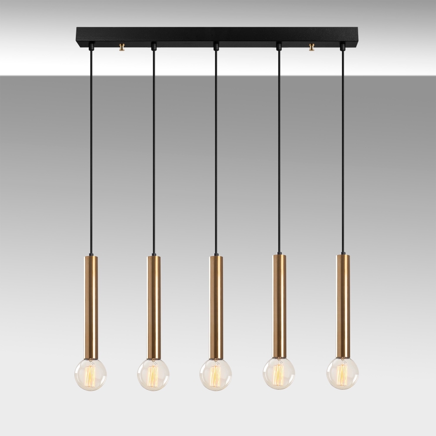 Riippuvalaisin kaapelilla TEMPO 5xE27/40W/230V kultainen