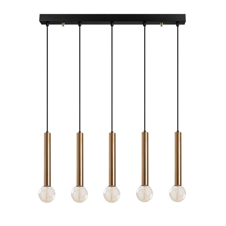 Riippuvalaisin kaapelilla TEMPO 5xE27/40W/230V kultainen