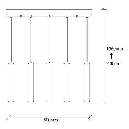 Riippuvalaisin kaapelilla TEMPO 5xE27/40W/230V kultainen