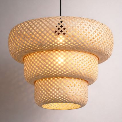 Riippuvalaisin kaapelilla TULUM 1xE27/15W/230V Ø 35 cm bambuvarjostin