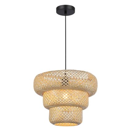 Riippuvalaisin kaapelilla TULUM 1xE27/15W/230V Ø 35 cm bambuvarjostin