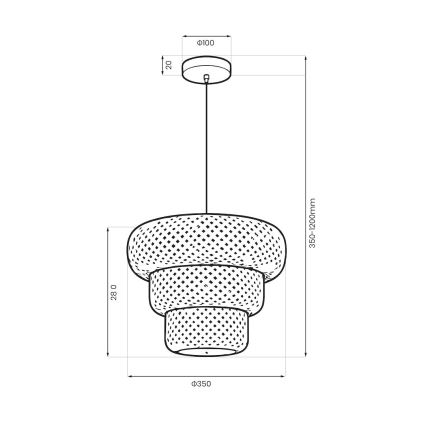Riippuvalaisin kaapelilla TULUM 1xE27/15W/230V Ø 35 cm bambuvarjostin