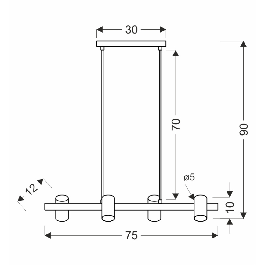 Riippuvalaisin kaapelilla XILO 4xGU10/25W/230V pyökki/valkoinen