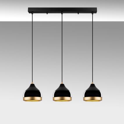 Riippuvalaisin kaapelilla YILDO 3xE27/40W/230V musta/kulta