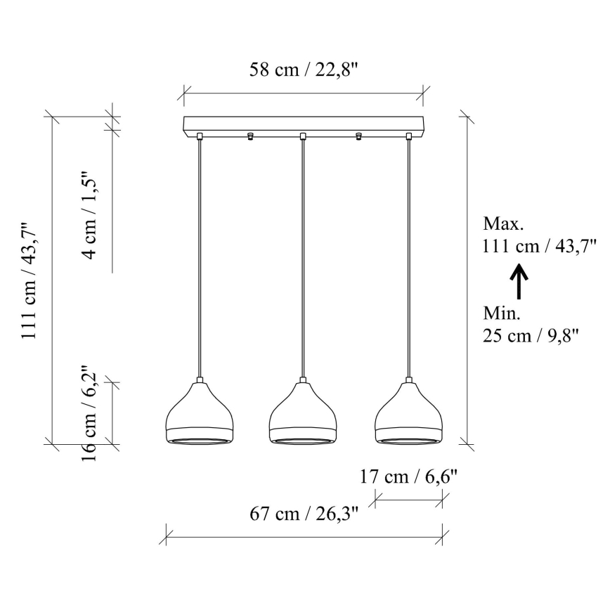Riippuvalaisin kaapelilla YILDO 3xE27/40W/230V musta/kulta