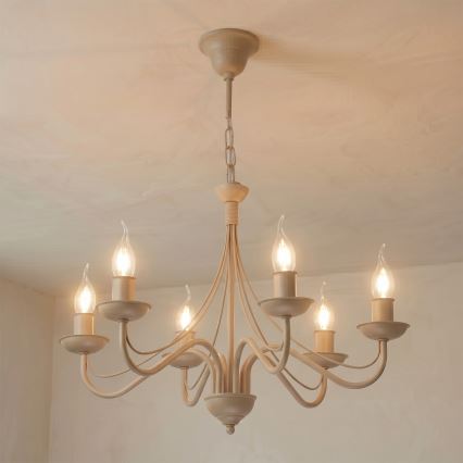 Riippuvalaisin ketjulla ANTON 6xE14/60W/230V beige