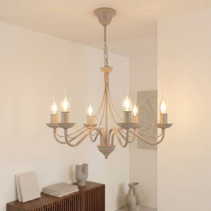 Riippuvalaisin ketjulla ANTON 6xE14/60W/230V beige