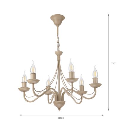 Riippuvalaisin ketjulla ANTON 6xE14/60W/230V beige