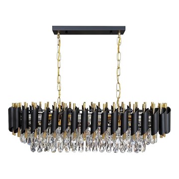 Riippuvalaisin ketjulla CRISTAL 10xE14/10W/230V musta/kulta