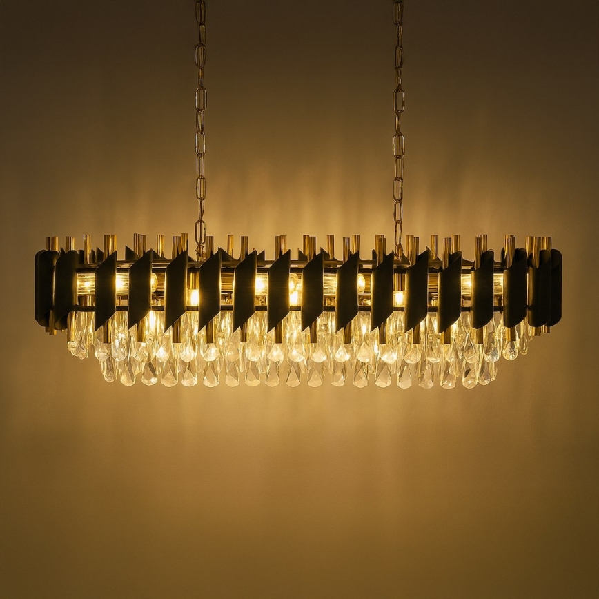 Riippuvalaisin ketjulla CRISTAL 10xE14/10W/230V musta/kulta
