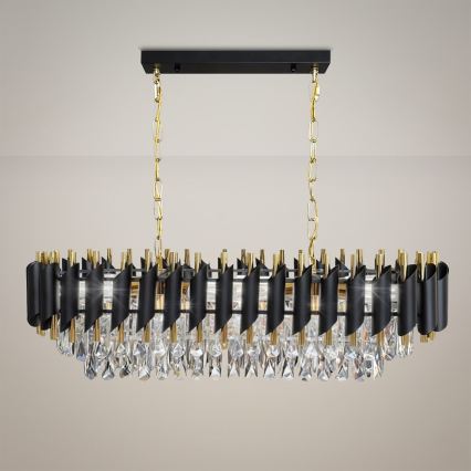 Riippuvalaisin ketjulla CRISTAL 10xE14/10W/230V musta/kulta