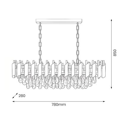 Riippuvalaisin ketjulla CRISTAL 10xE14/10W/230V musta/kulta