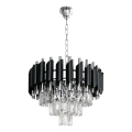 Riippuvalaisin ketjulla CRISTAL 5xE14/10W/230V Ø 38 cm musta/mattakromi