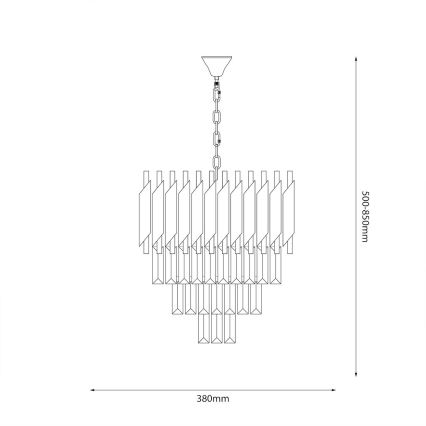 Riippuvalaisin ketjulla CRISTAL 5xE14/10W/230V Ø 38 cm musta/mattakromi