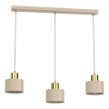 Riippuvalaisin köydellä PARKLA 3xE27/15W/230V beige/kultainen
