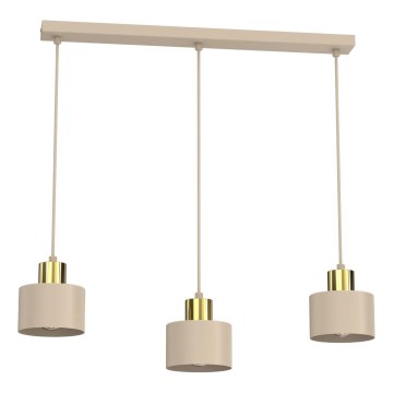 Riippuvalaisin köydellä PARKLA 3xE27/15W/230V beige/kultainen
