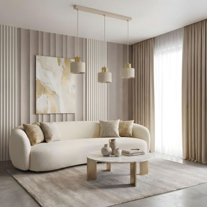 Riippuvalaisin köydellä PARKLA 3xE27/15W/230V beige/kultainen