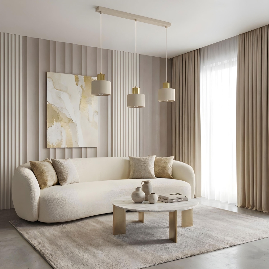 Riippuvalaisin köydellä PARKLA 3xE27/15W/230V beige/kultainen
