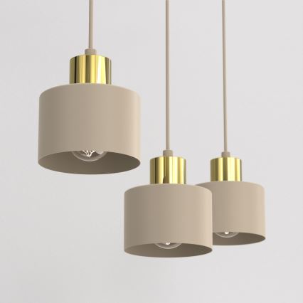 Riippuvalaisin köydellä PARKLA 3xE27/15W/230V beige/kultainen