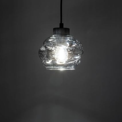 Riippuvalaisin köydellä ZULIA 1xE27/15W/230V musta/savunmusta