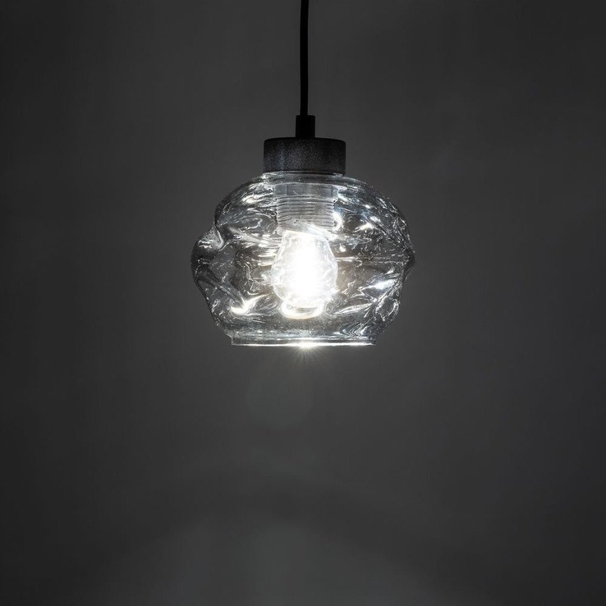 Riippuvalaisin köydellä ZULIA 1xE27/15W/230V musta/savunmusta