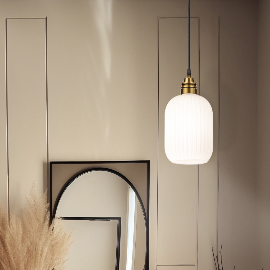 Riippuvalaisin langalla HECTOR 1xE27/15W/230V valkoinen/messinki halkaisija 14 cm