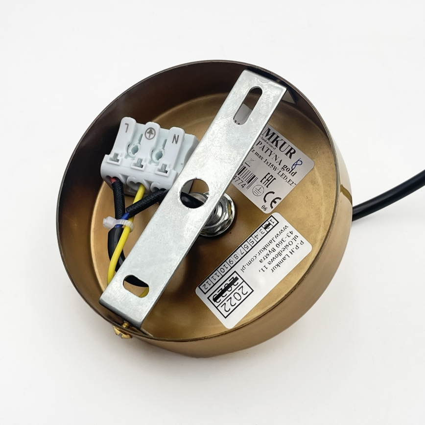 Riippuvalaisin langalla HECTOR 1xE27/15W/230V valkoinen/messinki halkaisija 14 cm