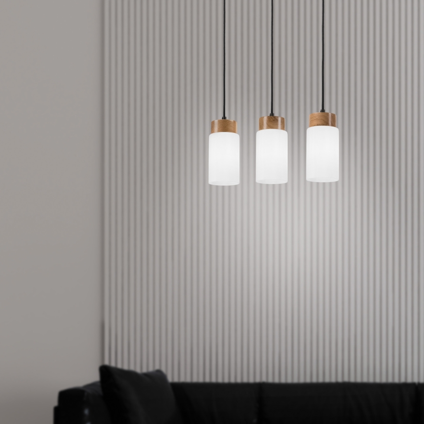 Riippuvalaisin langalla MARKUS 3xE27/15W/230V musta/tammi