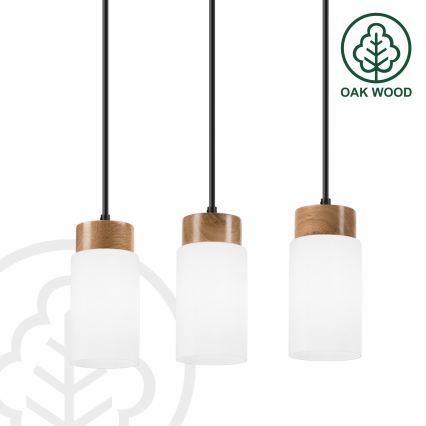 Riippuvalaisin langalla MARKUS 3xE27/15W/230V musta/tammi