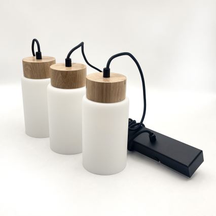 Riippuvalaisin langalla MARKUS 3xE27/15W/230V musta/tammi