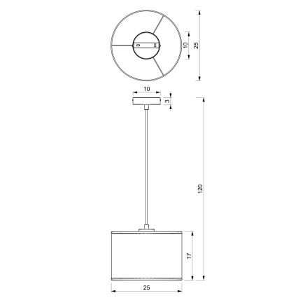 Riippuvalaisin LOFT SHADE 1xE27/60W/230V halk. 25 cm valkoinen/kulta