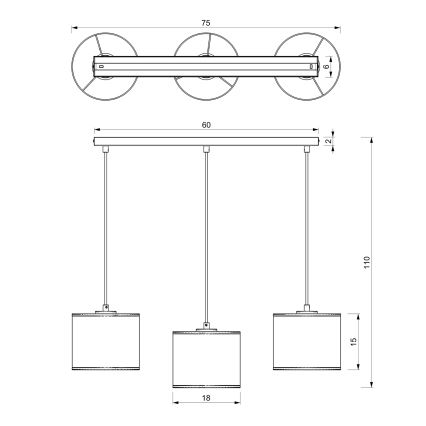 Riippuvalaisin LOFT SHADE 3xE27/60W/230V musta/kulta
