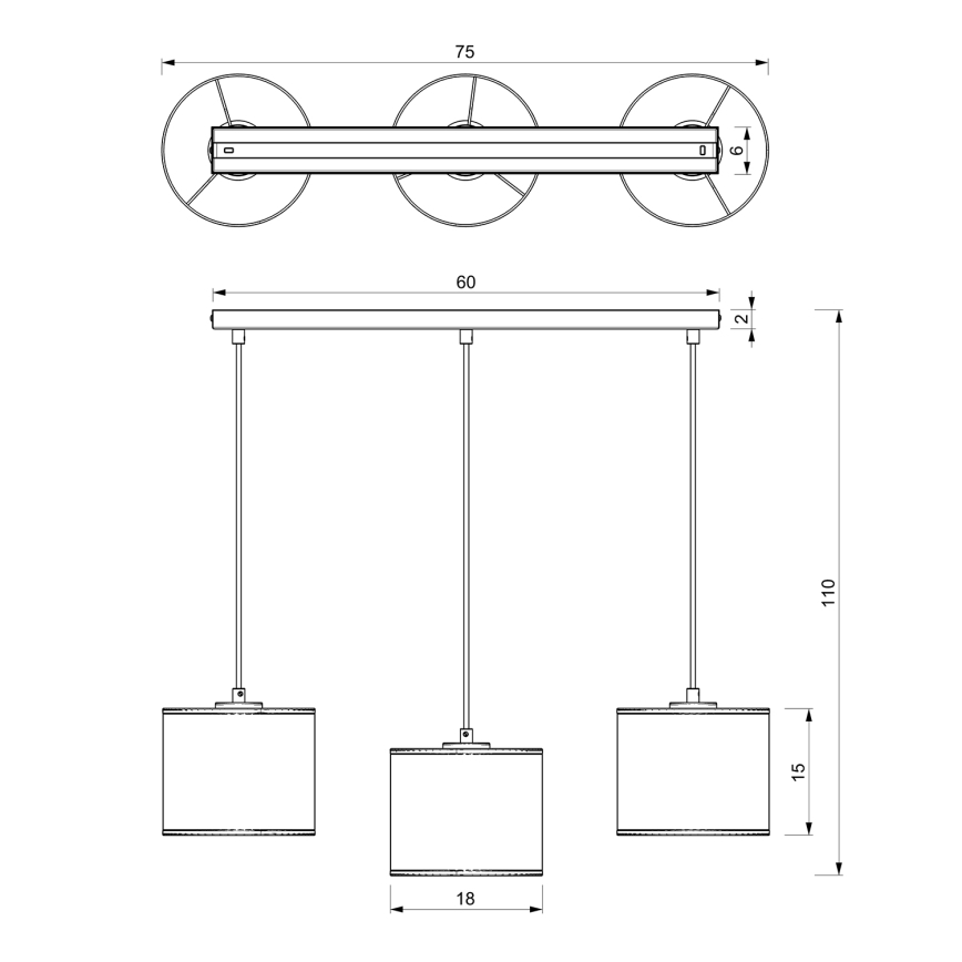 Riippuvalaisin LOFT SHADE 3xE27/60W/230V musta/kulta