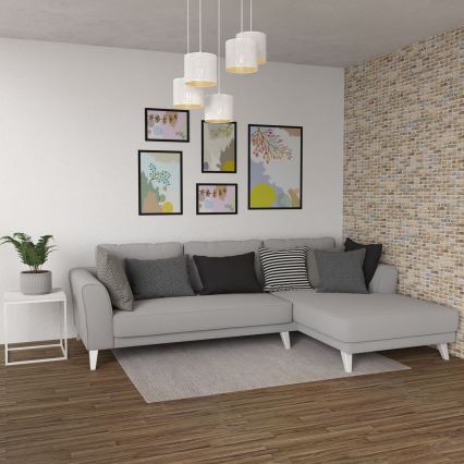 Riippuvalaisin LOFT SHADE 5xE27/60W/230V valkoinen/kulta