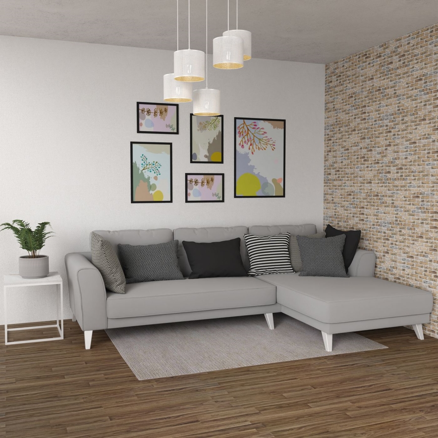 Riippuvalaisin LOFT SHADE 5xE27/60W/230V valkoinen/kulta