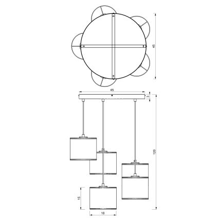 Riippuvalaisin LOFT SHADE 5xE27/60W/230V valkoinen/kulta